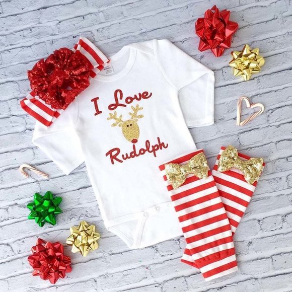 Other - Rudolph Baby Girls Leg Warmer Christmas Outfit Set